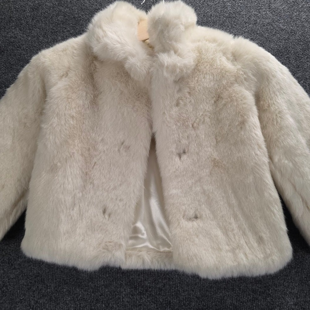 The Childrens Place Kids Faux Fur Coat Ivory Cream Size S 5 /6 Winter Outerwear - Picture 2 of 8